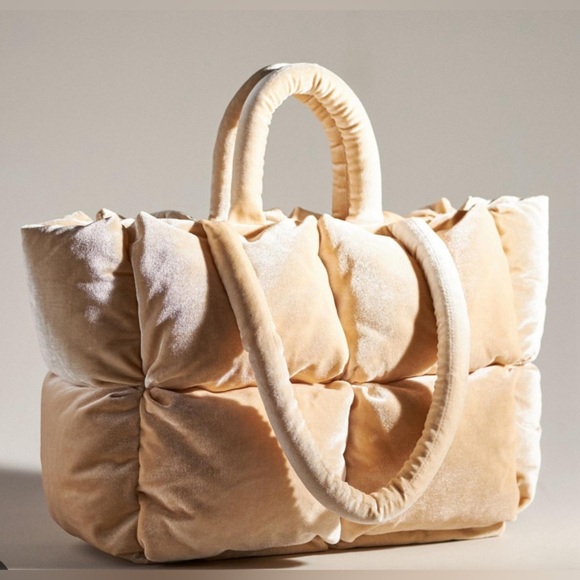 Anthropologie Handbags - NWOT Anthropologie Velvet Puffer Tote